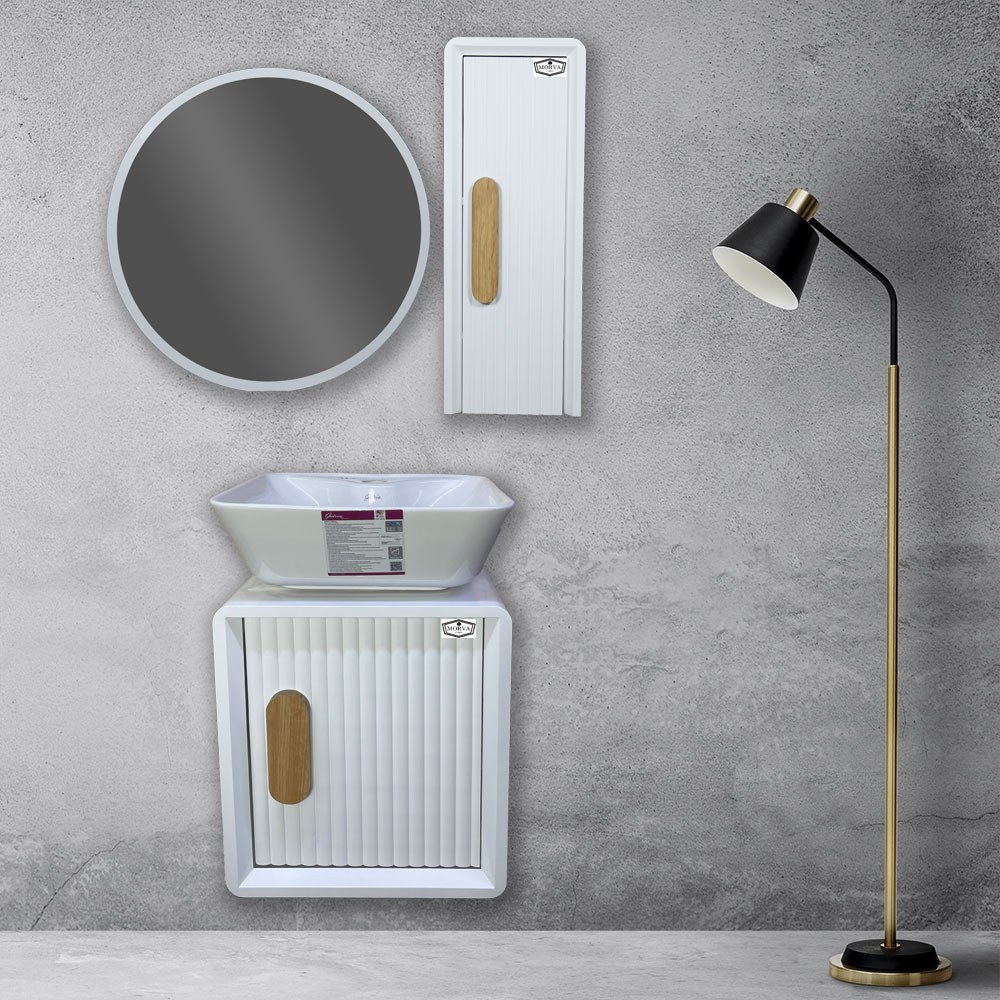 فول ست روشویی کابینتی مروا کابین مدل ساینا 35 سفید (طول 35 عرض 35) (پس کرایه)