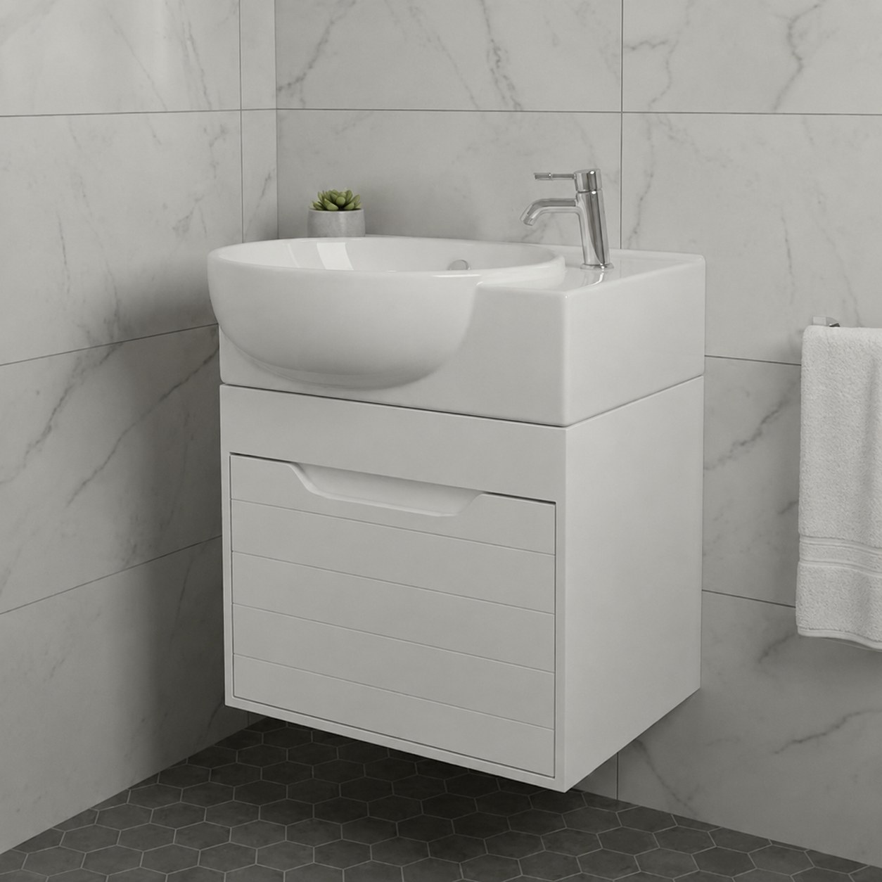 روشویی کابینتی مروا کابین مدل پارمیدا 52 مروارید (طول 52 عرض 40) (پس کرایه)