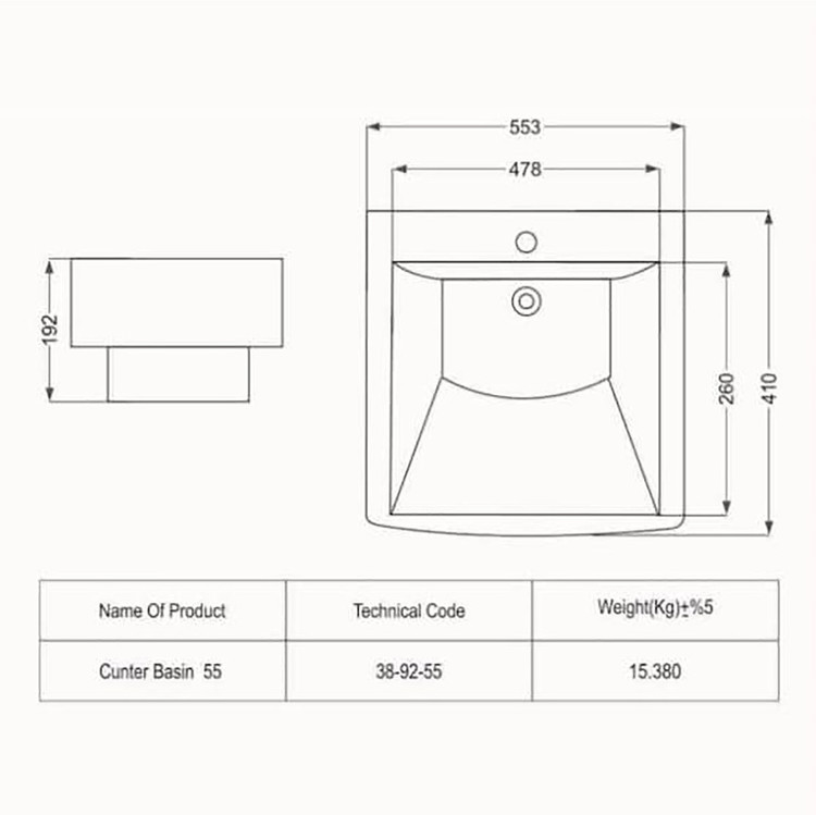 روشویی کابینتی مروا کابین مدل ولگا 55 مروارید (طول 55 عرض 41) (پس کرایه)