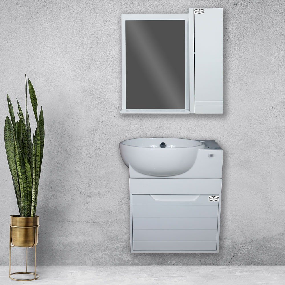 فول ست روشویی کابینتی مرواکابین مدل پارمیدا 52 مروارید با آینه و باکس (طول 52 عرض 40) (پس کرایه)